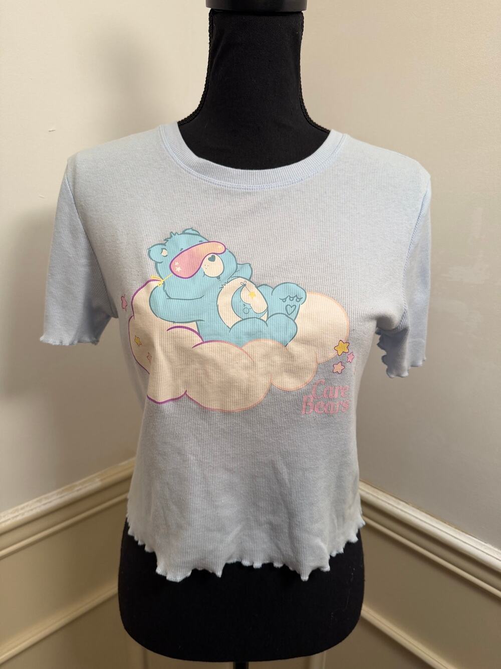 VTG Style Care Bears Graphic Crop Baby Tee / Grayson Social Lettuce Edge Cropped
